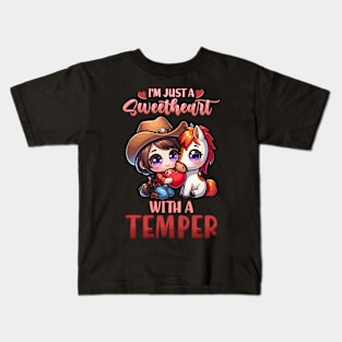 I'm Just A Sweetheart With A Temper I Equestrian Kids T-Shirt